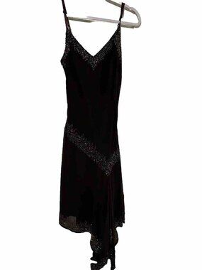 Vtg J Kara Baby Doll Chiffon Layer Beaded Asymmetric Dress 10 Fairy Grunge Y2K